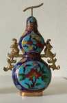 Rara Snuff bottle chinesa em cloisonné com double gourd