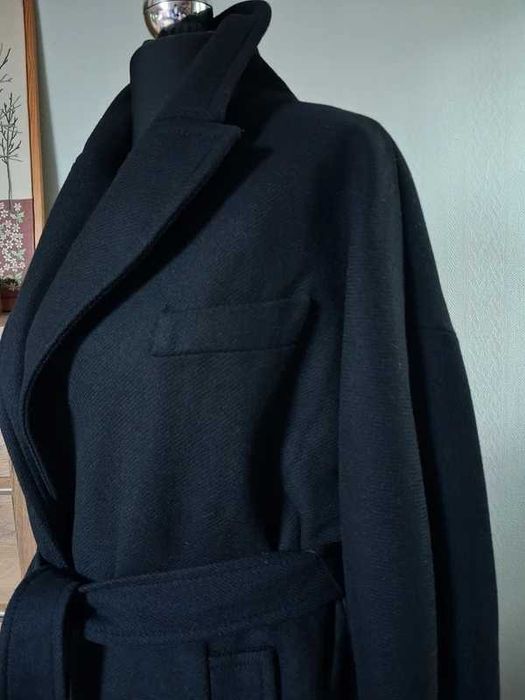 Płaszcz Zara czary wełna wełniany wiązany z paskiem rozm M