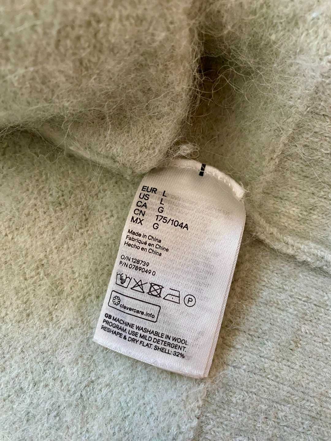 Sweter H&M miętowy, długi - alpaka!