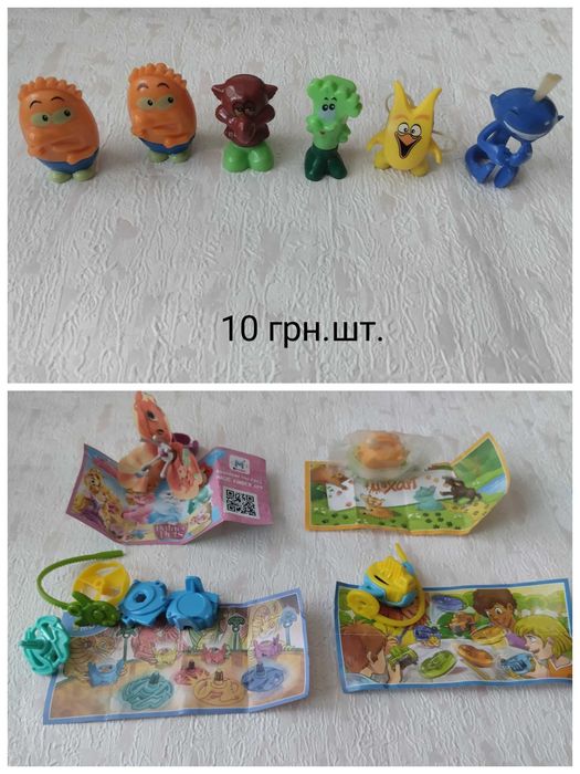 Іграшки із шоколадних яєць кіндер сюрприз, чупа-чупс, заіні