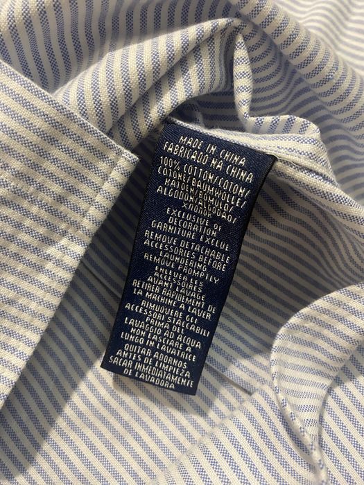 (XS-S) Женская Полосатая голубая хлопковая рубашка POLO RALPH LAUREN