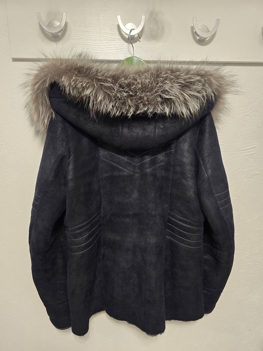 Przepiękny kożuch damski naturalny L/XL obszycie naturalny lis srebrny