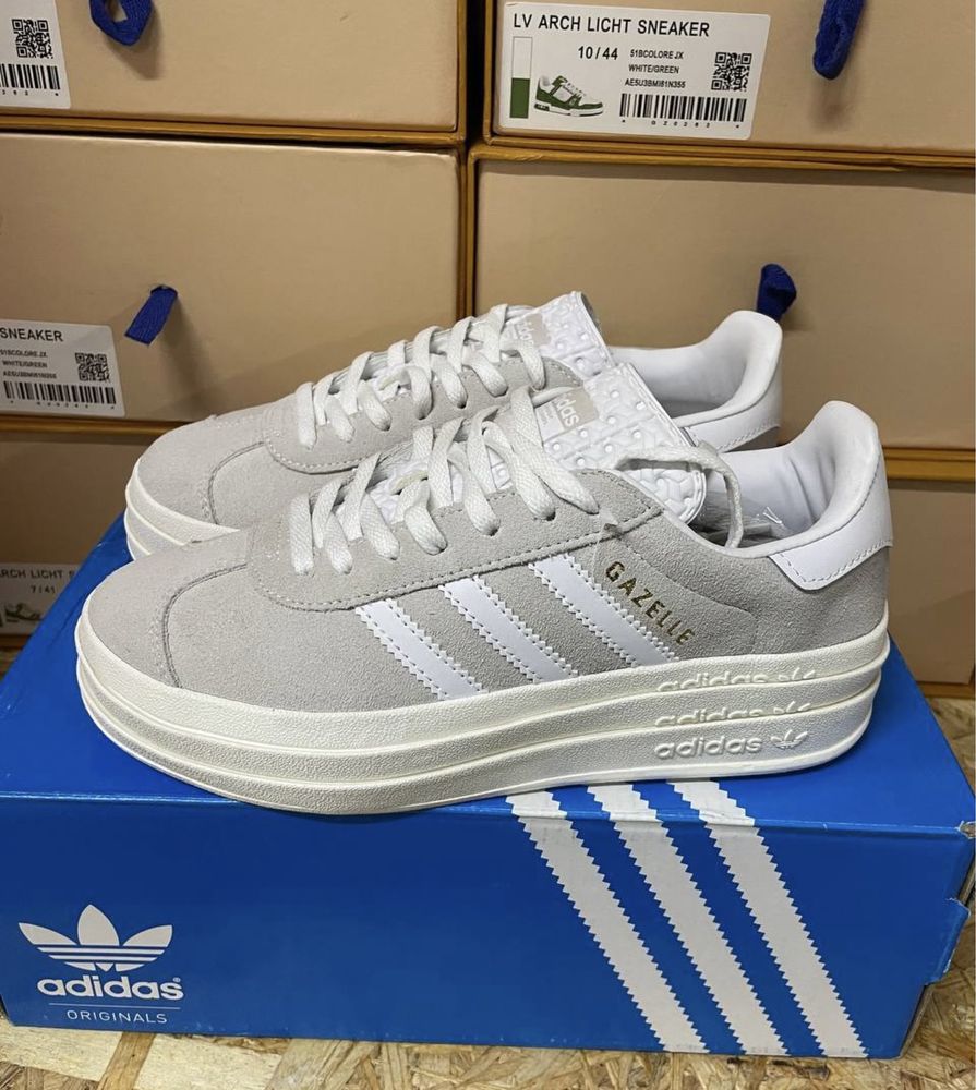 Оригинальные Кроссовки Adidas Gazelle Bold Platform Grey/Black