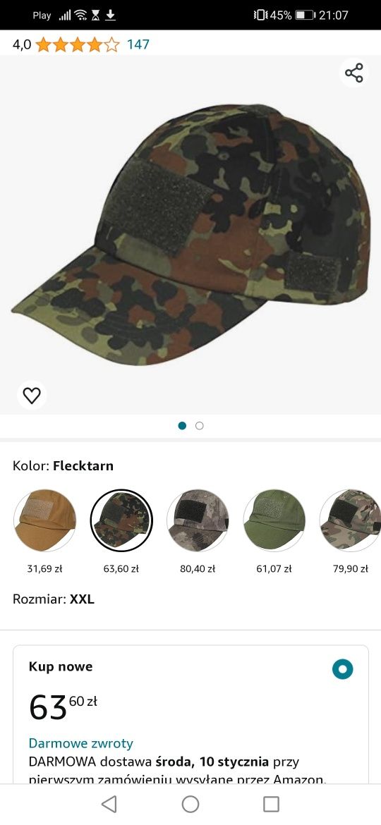 Taktyczna czapka z daszkiem Flecktarn