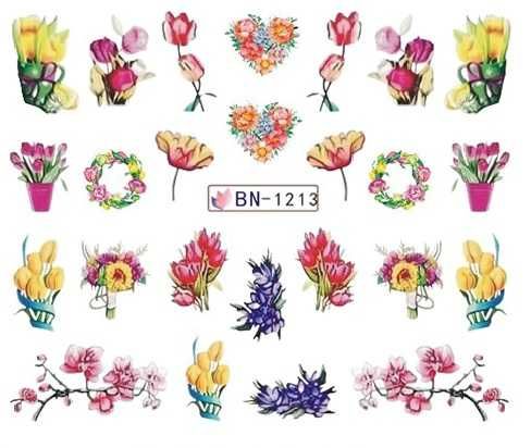bn1213 naklejki wodne na paznokcie kwiaty