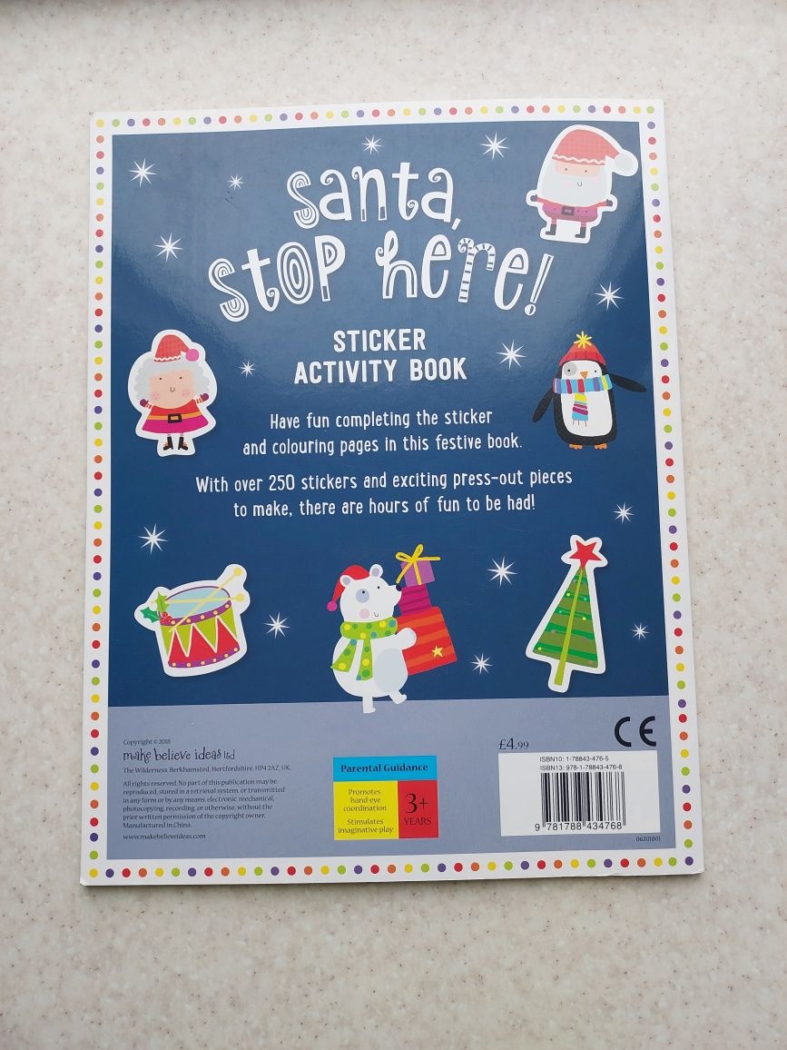 santa stop here sticker activity book головоломки д/ дітей англійською