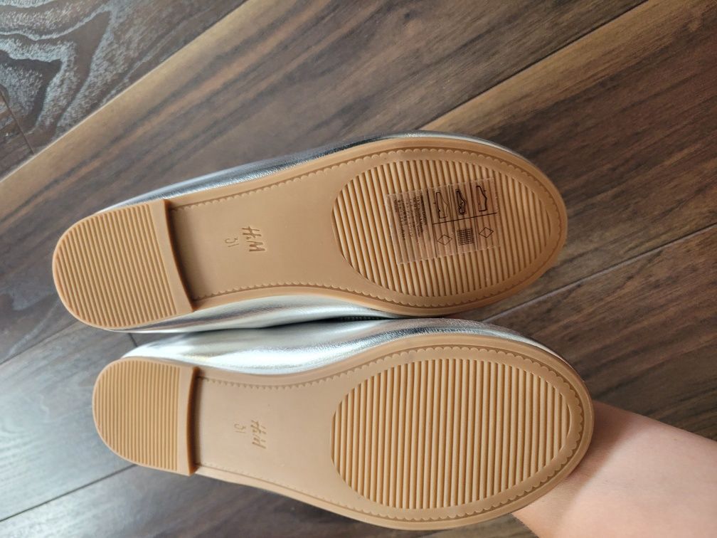 Balerinki srebrne h&m dla dziewczynki rozm. 31