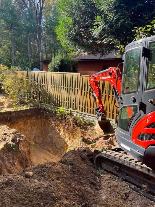 Usługi minikoparka 2.8t prace ziemne Wiertnica Młot wynajem koparka