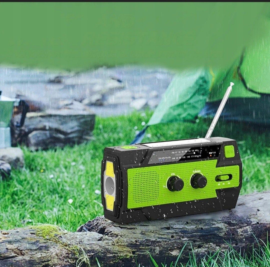 Radio korbowe, alarm SOS FM/AM radio awaryjne 4000 mAh solarne korba
