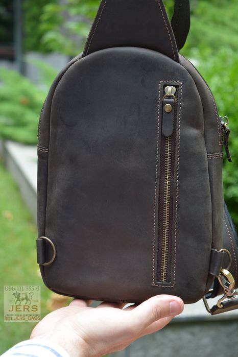 Шкіряна сумка бананка на плечо чоловіча мужская нагрудная кожаная кожа