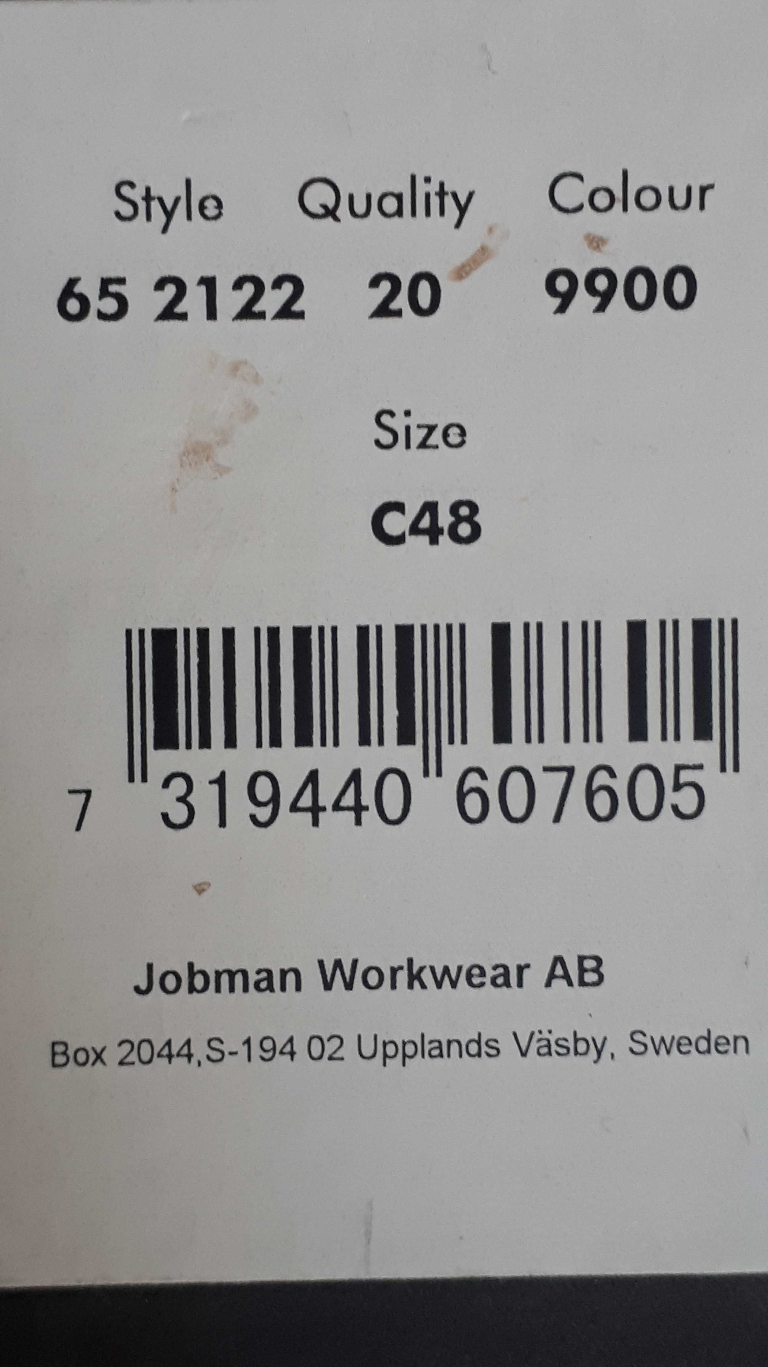 Spodnie Szwedzkie robocze Jobman 88cm w pasie