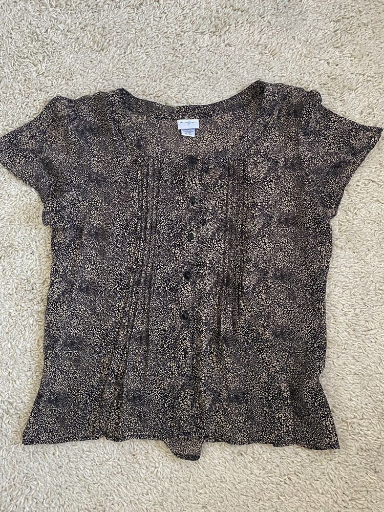 Czarna beżowa bluzka koszulka z żorżety Jaclyn Smith rozmiar XL 42