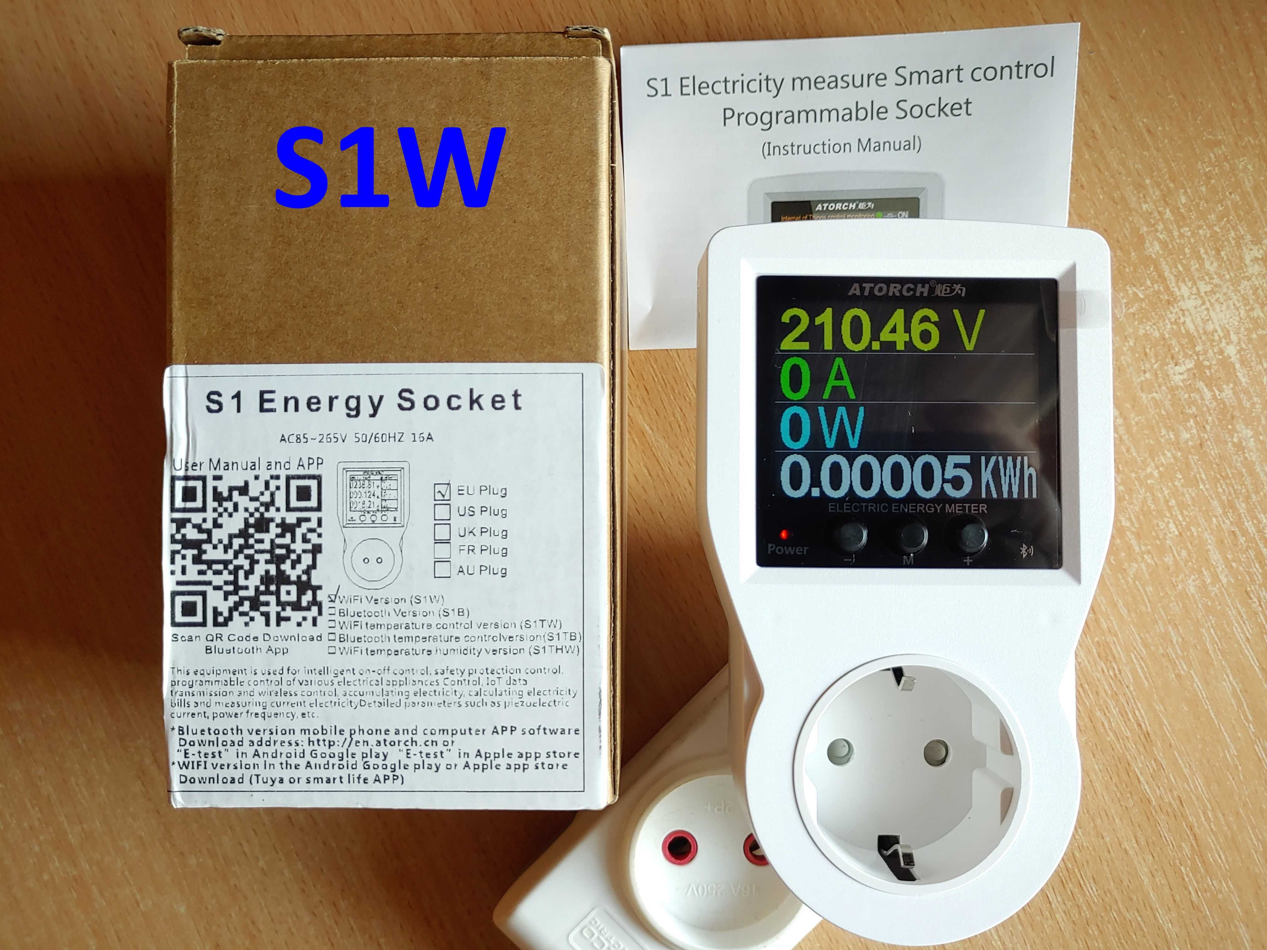 ATORCH S1W S1TW Ватметр енергометр WiFi Гарантія розумна розетка