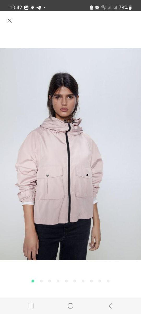 Трендова вітровка ветровка куртка пудрового рожевого кольору zara,xs