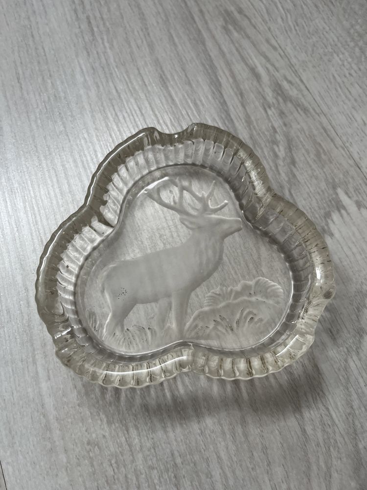 Popielniczka szklana z jeleniem vintage prl
