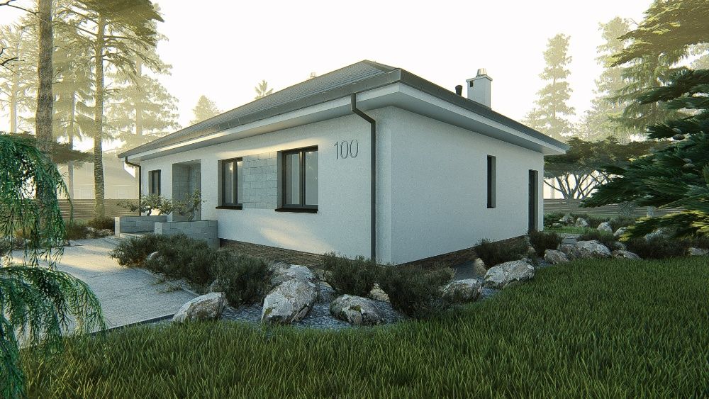 Projekt domu parterowego 94 m2, projekt typowy, gotowy