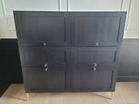 Komoda 6 szuflad Ikea czarny brąz złote dodatki