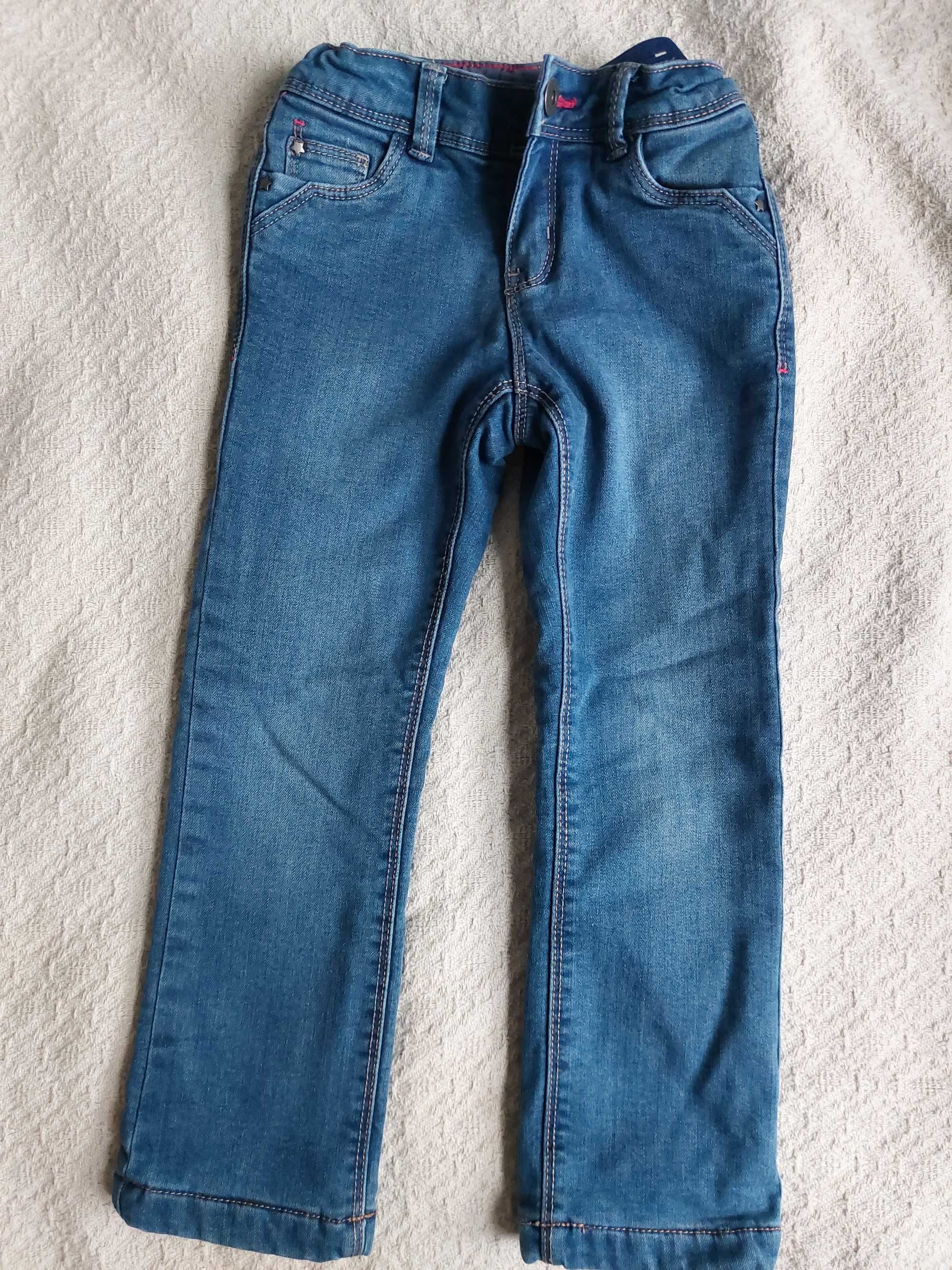 Okaidi spodnie ocieplane polarkiem 104  jeansy w serduszka