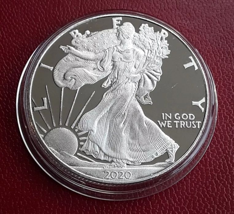 Moeda 2020 U.S.A $1 Silver Plated 1oz Liberty