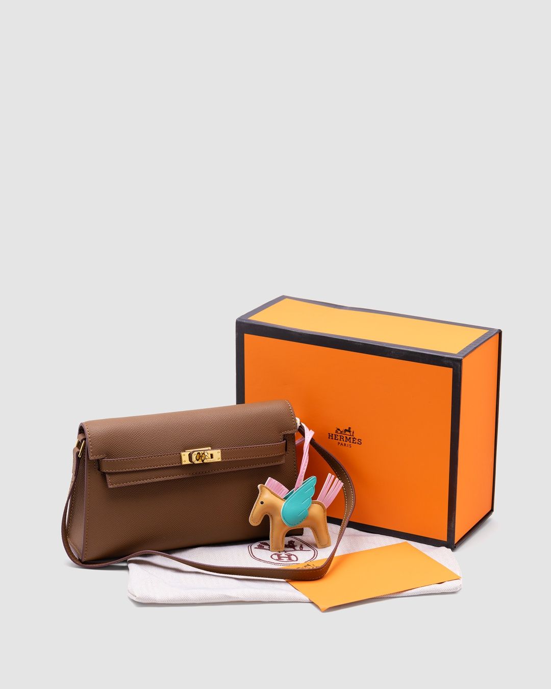 Жіноча сумка Hermes Kelly Pochette Brown/Gold