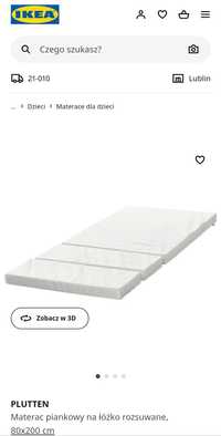 Materac piankowy na łóżko rozsuwane IKEA