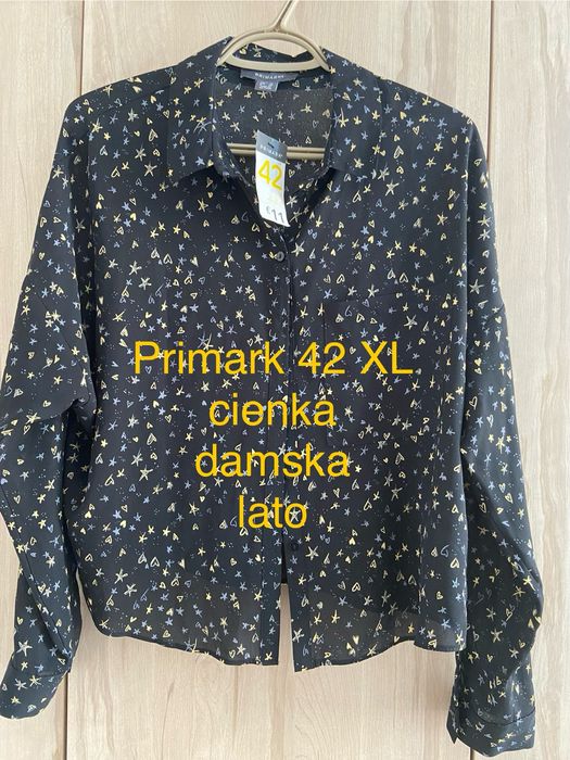 Primark 42 damska bluzka długi rękaw granatowa wzorek nowa z metką