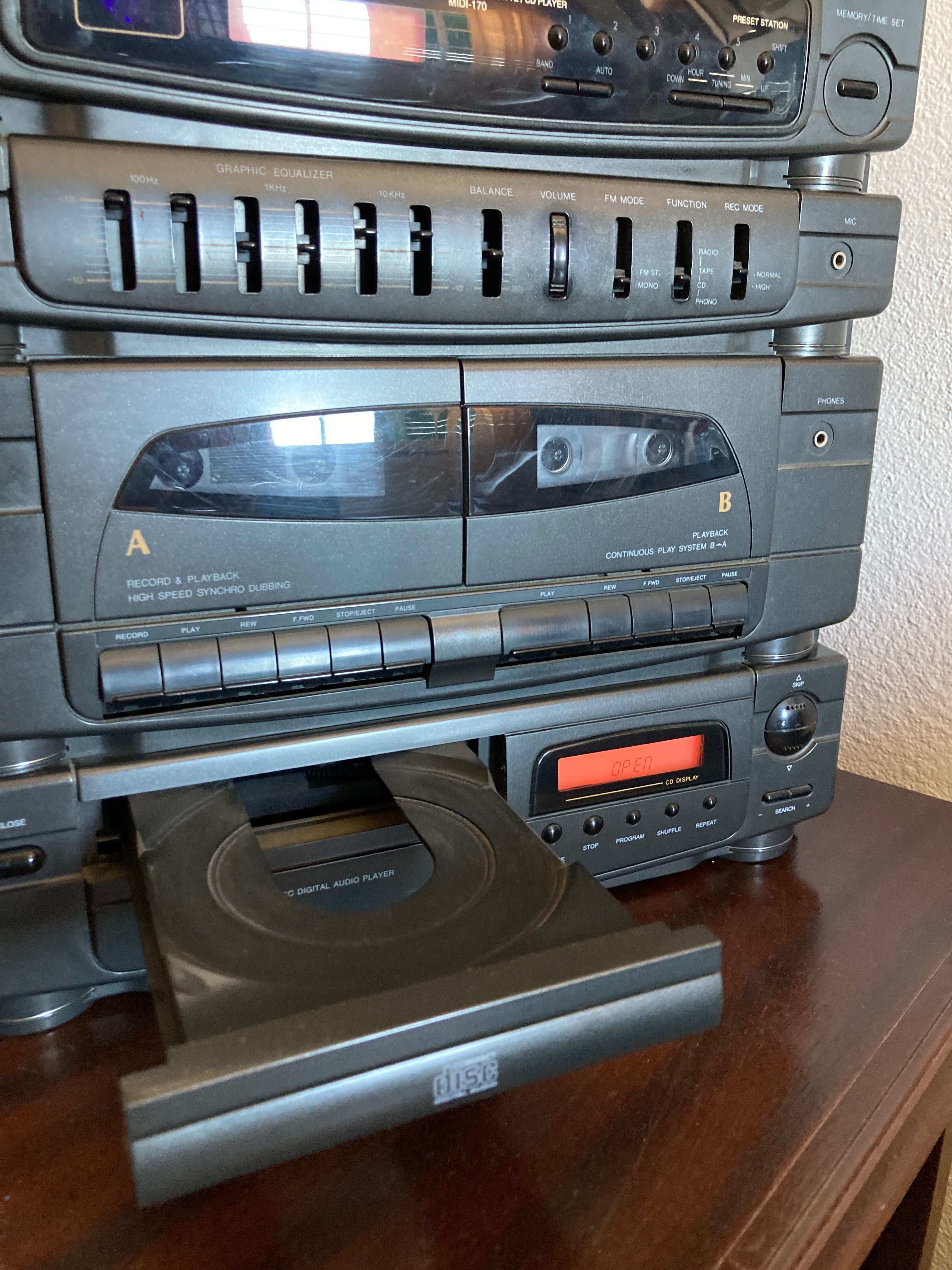 Aparelhagem rádio, leitor cd, cassete e vinil Sansui