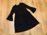 Mohito sukienka koronkowa czarna rozszerzane rękawy rozm 34 XS