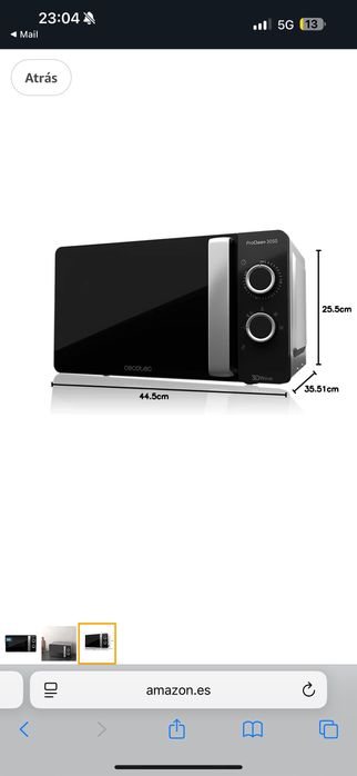 Microondas Cecotec 20L