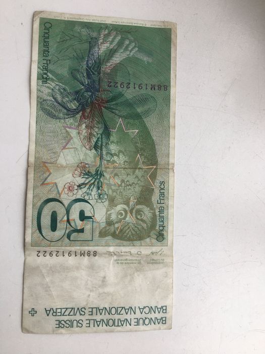 50frankow szwajcarskich banknot z lat 80 do 2000 w obiegu