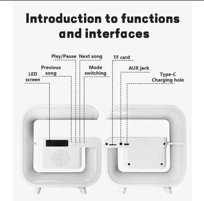 Coluna bluetooth, relógio despertador, candeeiro RGB