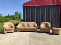 Sofa skórzana 3-osobowa+2 fotele+pufa/wypoczynek-100% skóra naturalna