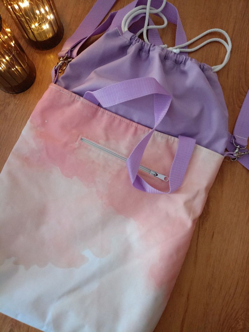 Duża pojemna damska torebka z kominem Handmade