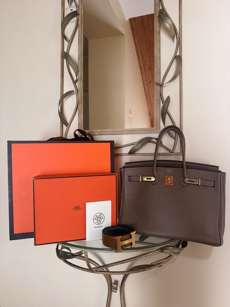 Сумка hermes birkin біркін 35 см +віддам пояс двосторонній (була1500$)