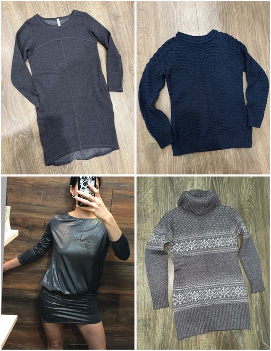 Туника свитер теплый платье на флисе Xs-S