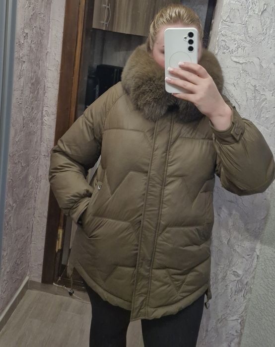 Пуховик біопух з натуральним хутром