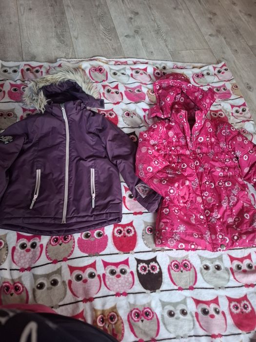 Paka ubrań zimowych kurtki przejściowe dziewczynka 140-152
