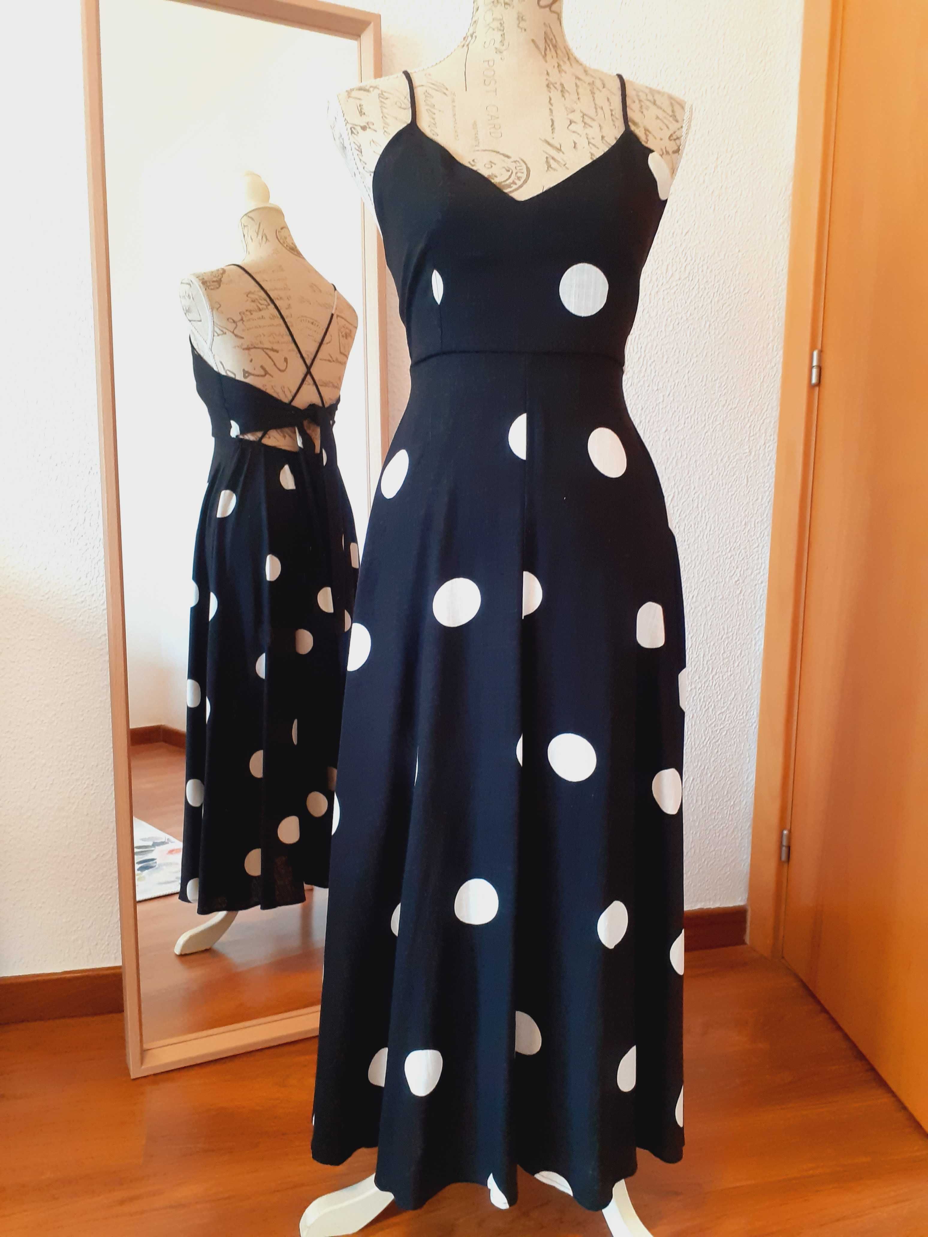 Vestido preto polka dots Oyuho