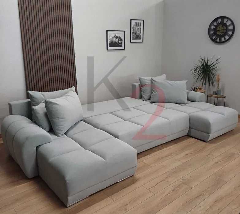 Narożnik Alaska U Duży Modny Pikowana Kanapa Sofa do Salonu +GRATIS