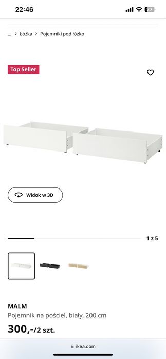 Łóżko malm + szuflady