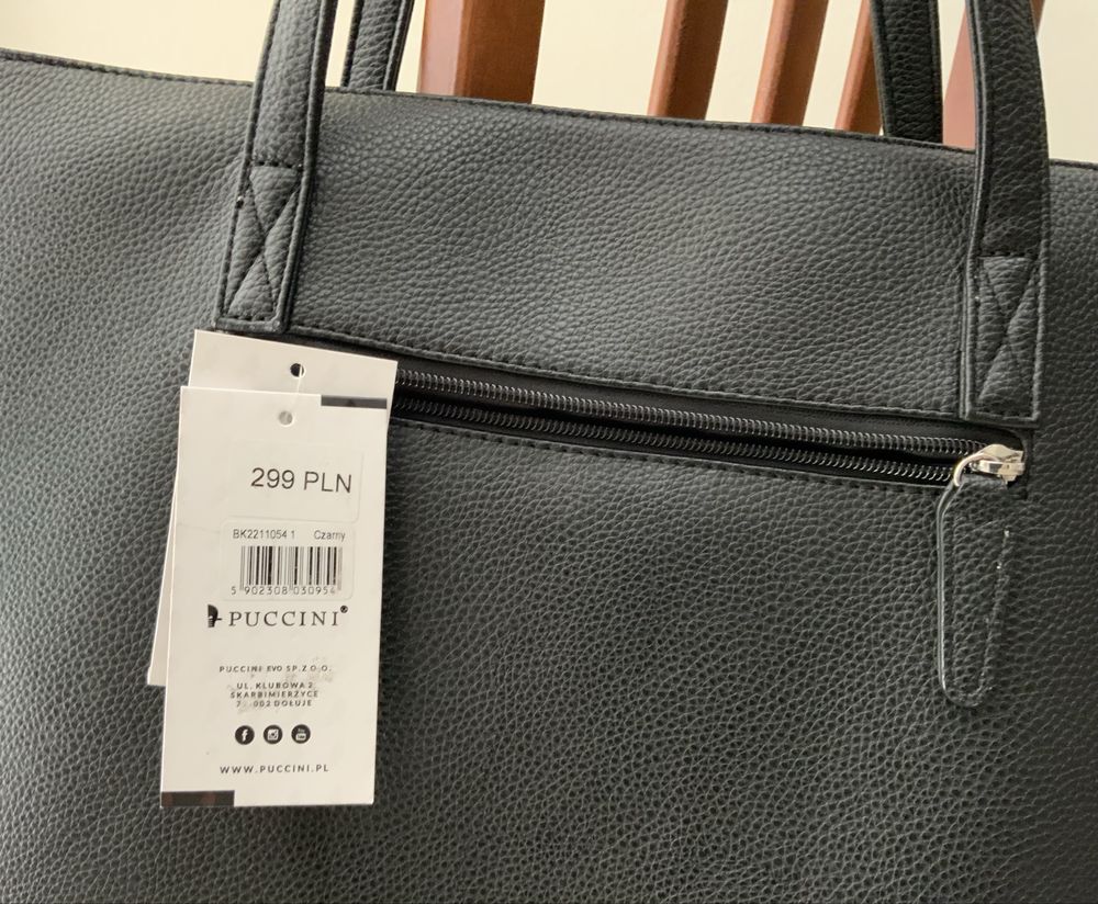 Torebka damska czarna  PUCCINI Shopper