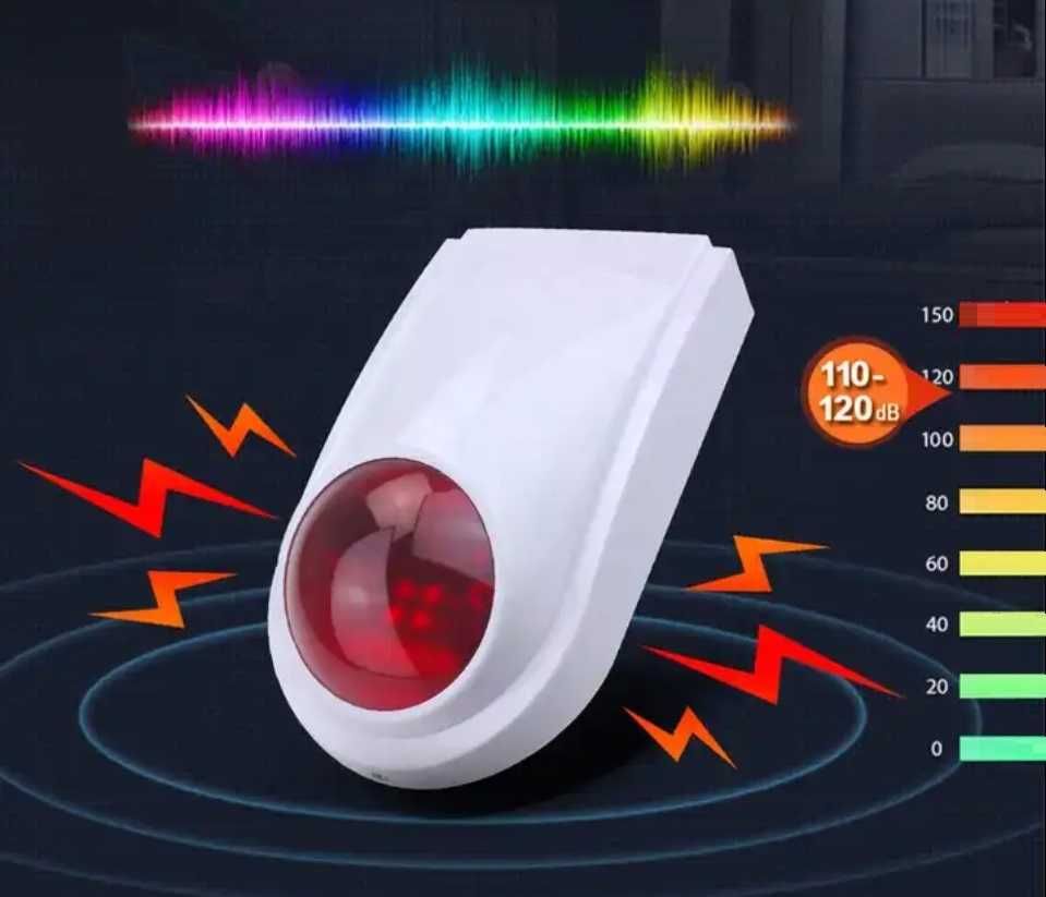 Bezprzewodowa Syrena Zewnętrzna Alarm 120Db 433Mhz