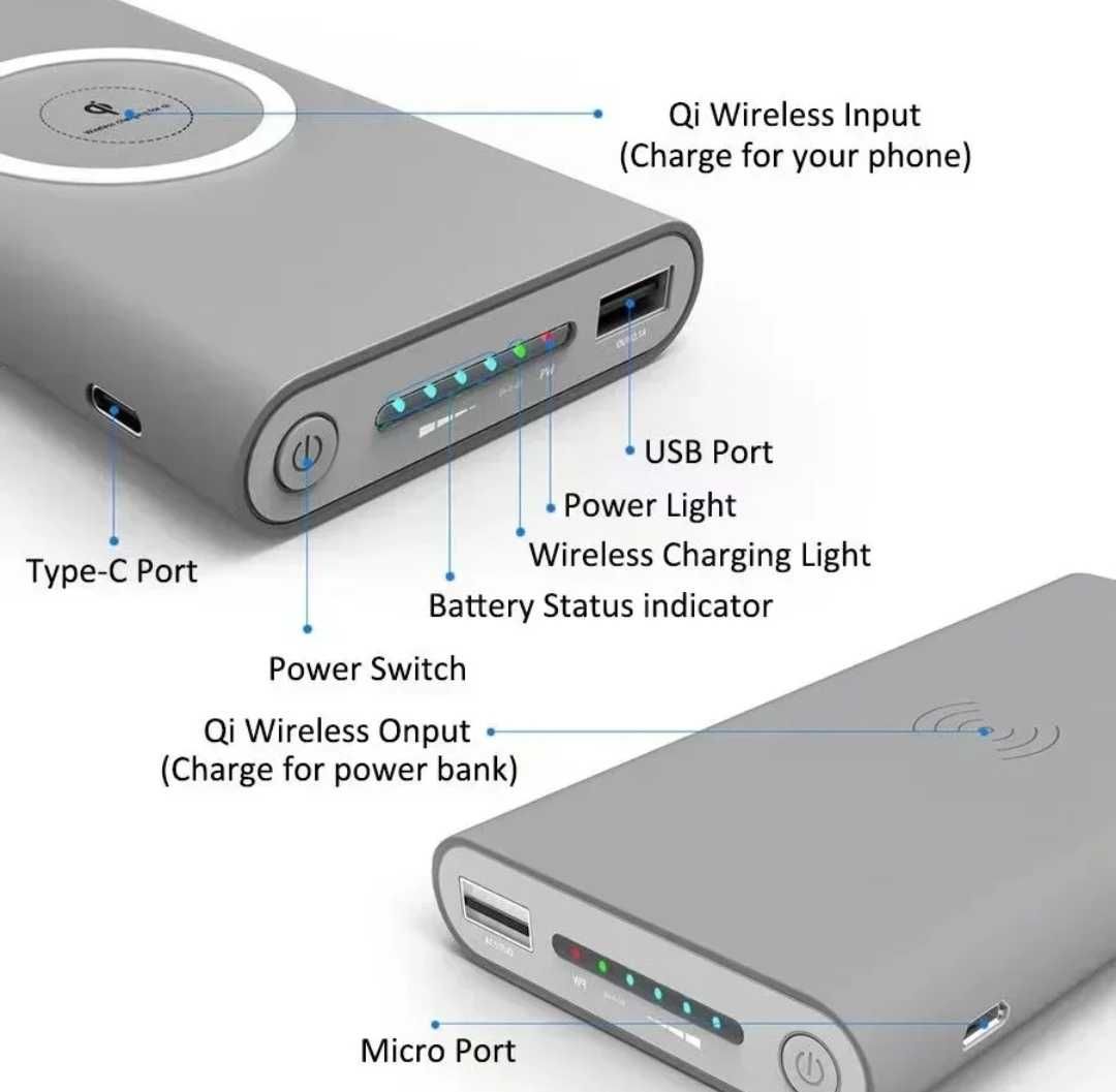 Wireless power bank  QI input e Output 50,000 mAh