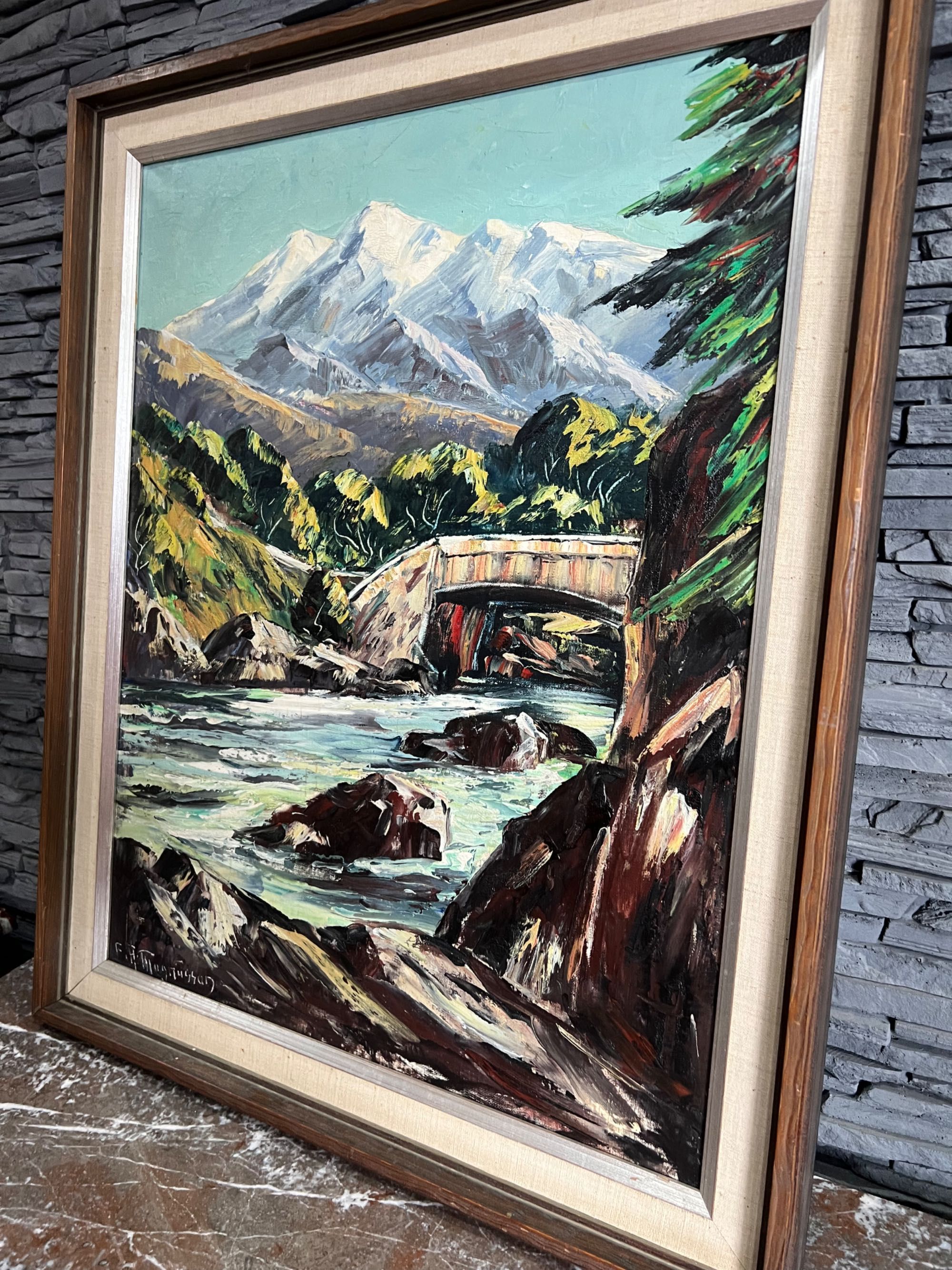 Obraz olejny malowany na płótnie góry Alpy krajobraz górski