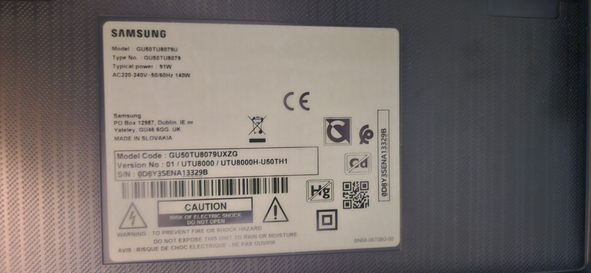 Telewizor 50" Samsung smart uszkodzony