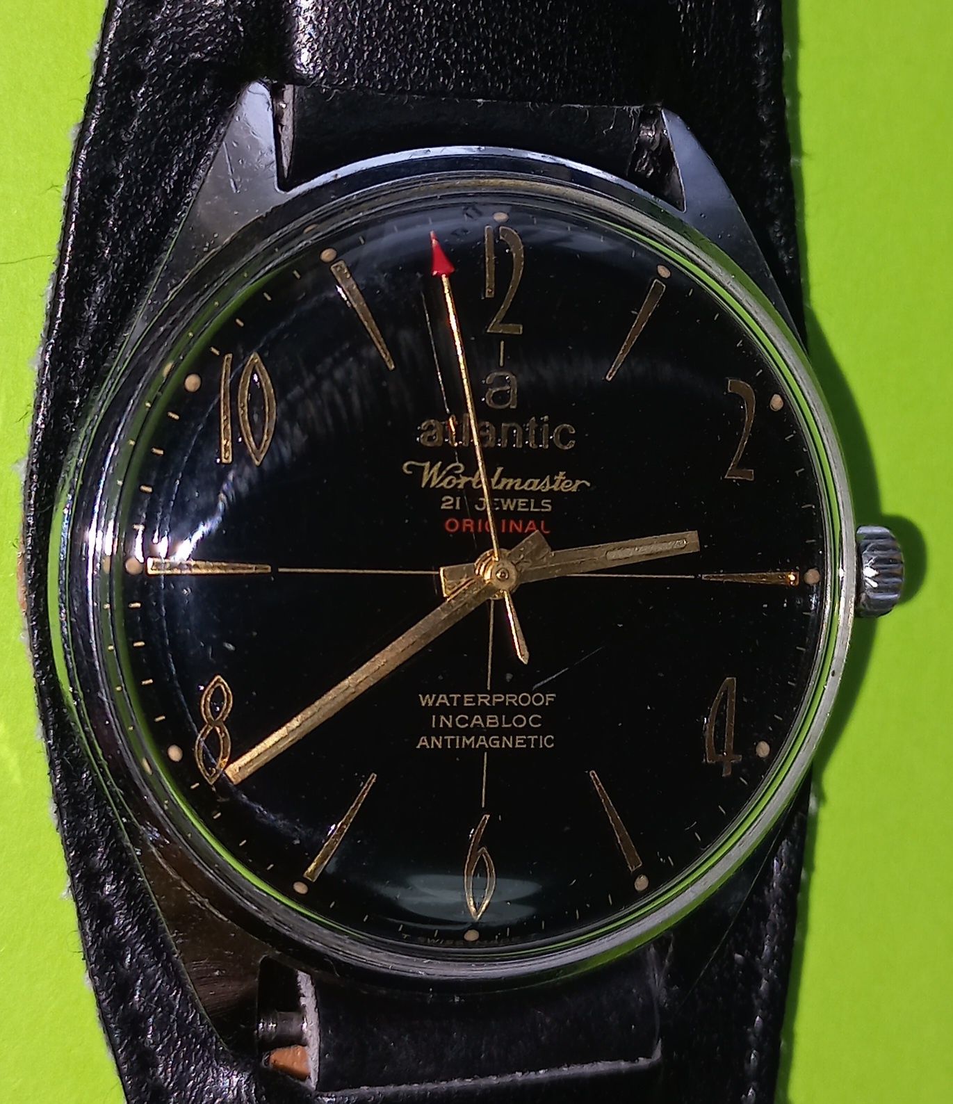 Zegarek Atlantic Worldmaster Oryginalna czarna tarcza Incabloc antymag
