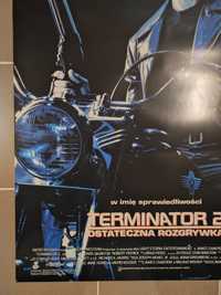 plakat filmowy  terminator 2 oryginał 1991r.