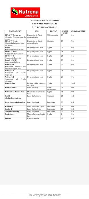 Pasze o koncentraty dla trzody chlewnej, bydła,drobiu i karma dla psów