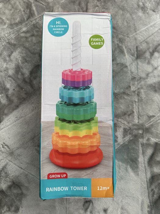 Zakręcona Piramida Tęczowa Wieża Zabawka Kolorowa Spirala