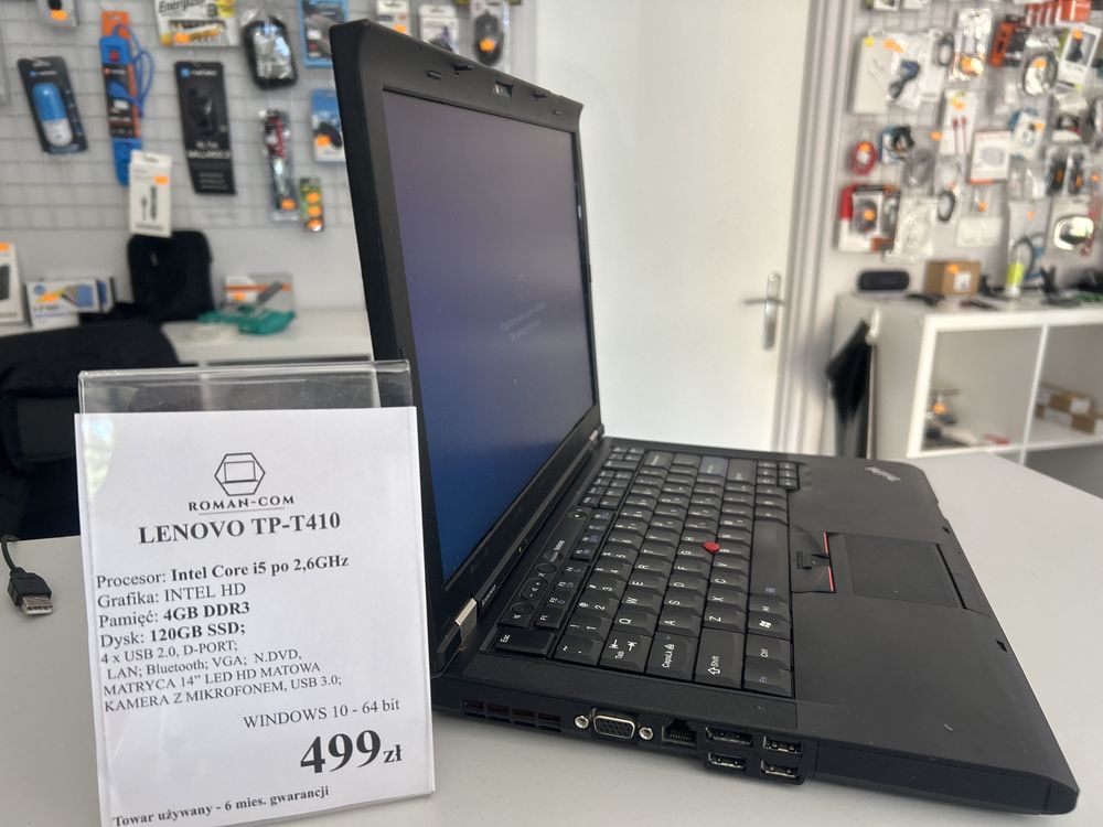 Laptop Poleasingowy Lenovo T410 z i5 2,6GHz/SSD 120GB/RAM 4GB/14"/DVD/